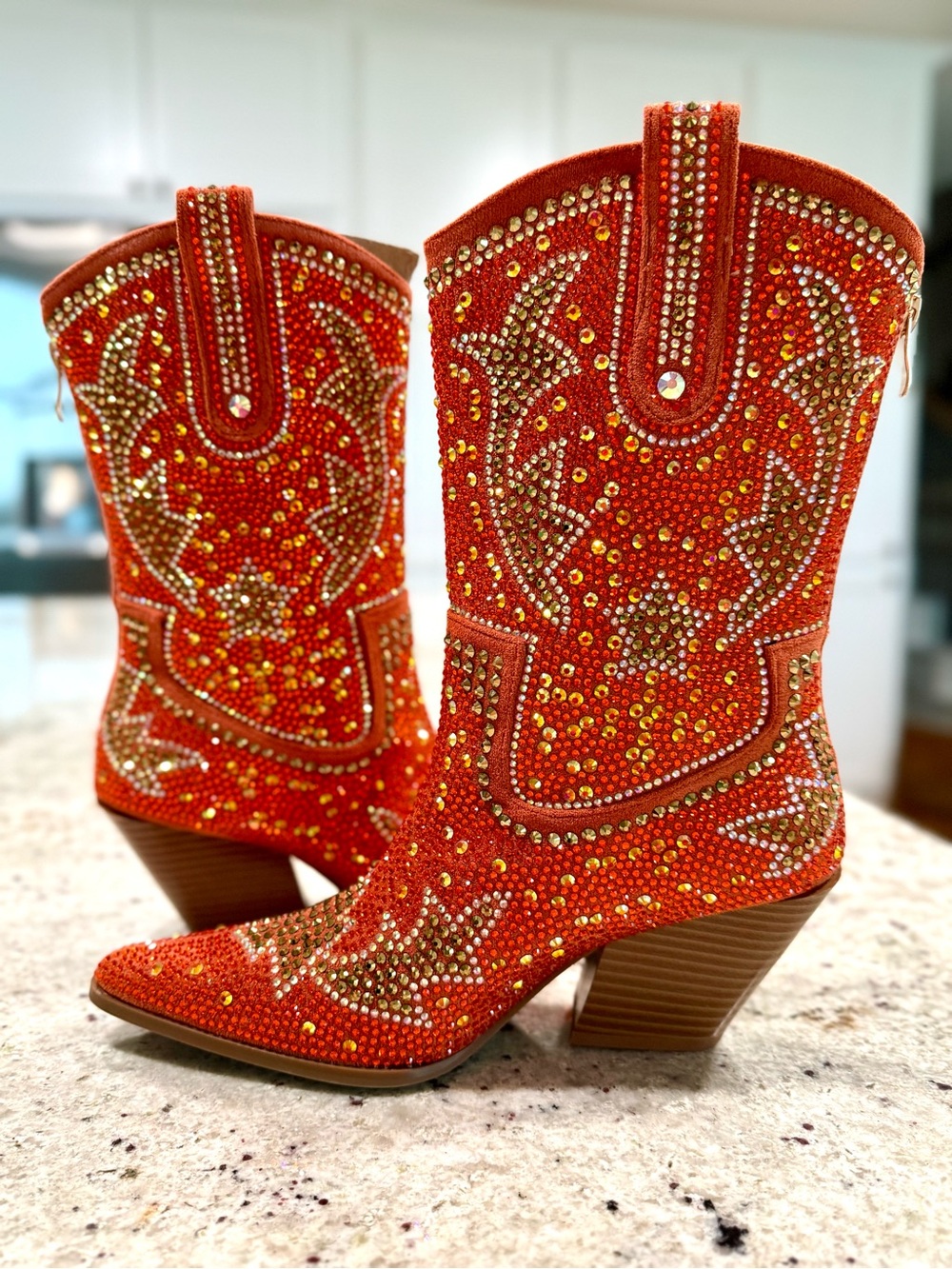 AZALEA WANG WOMEN'S ORANGE "SCOTT" WESTERN BOOTIES Cowboy Boots "NWT" - Picture 12 of 17